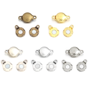 Flat round alloy magnetic clasps in various metal finishes for DIY jewelry making