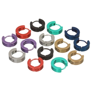 Set di orecchini a cerchio huggie in acciaio inossidabile in vari colori vivaci