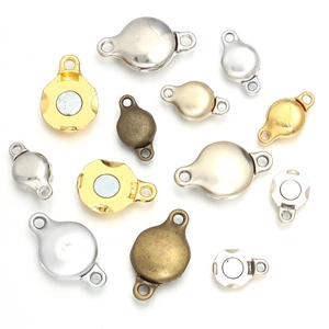 Detail of alloy magnetic clasps in gold silver and bronze for DIY jewelry making