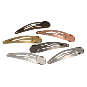DIY metal snap hair clip bases in six metallic finishes with circular bezel settings