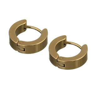 Orecchini a cerchio huggie placcati in oro in acciaio inossidabile con ampia fascia curva