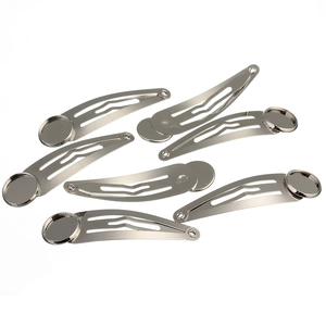 Silver teardrop BB hair clips with flat round pad base for DIY jewelry making accessories