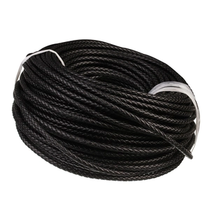 6mm black braided leather cord reel for DIY jewelry making and handmade bracelets
