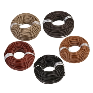 Five colors of 6mm braided leather cords for DIY bracelet making and craft accessories