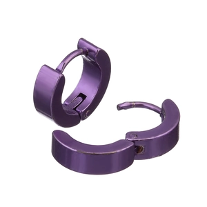 Orecchini a cerchio unisex in acciaio inossidabile viola con finitura lucida