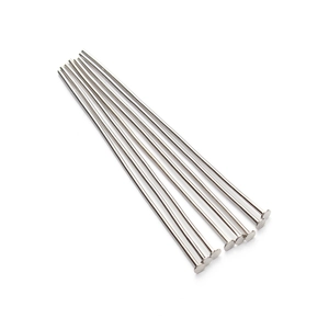 Radiating set of bright silver flat head pins for DIY jewelry making and beading projects