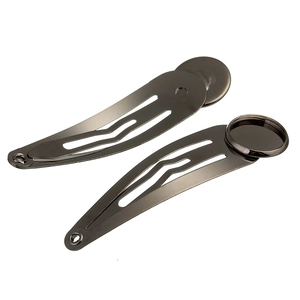 Gunmetal BB hair clips with round flat base for DIY jewelry making accessories 10pcs