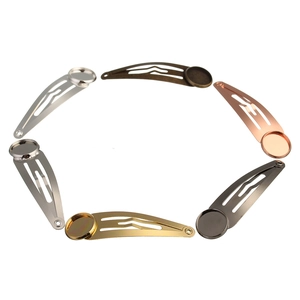 DIY round base snap hair clips in six metallic colors for jewelry making accessories