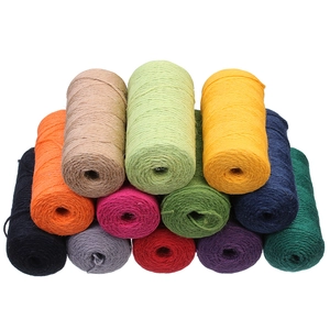 Colorful 2mm 3-strand jute twine rolls for DIY crafts and gift wrapping decoration