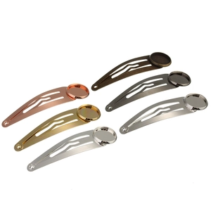 6-pack of metal DIY hair clips with round base plates in various plating finishes