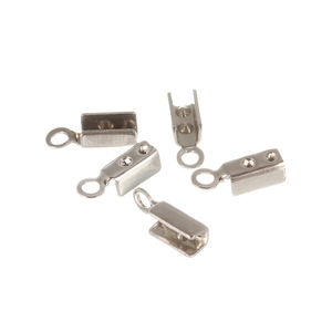 Bulk pack of stainless steel cord end crimp connectors with loops for DIY jewelry making