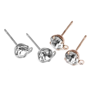Zirkonia oorknopjes onderdelen met oogje voor DIY sieraden in zilver en roségoud