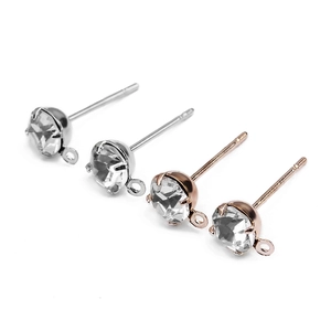 Koperen zirkonia oorknopjes met ophanglussen in zilver en roségoud voor doe-het-zelf