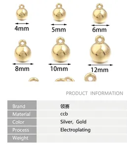 Tableau des tailles pour pendentifs perles rondes CCB en or et argent de 4mm à 12mm
