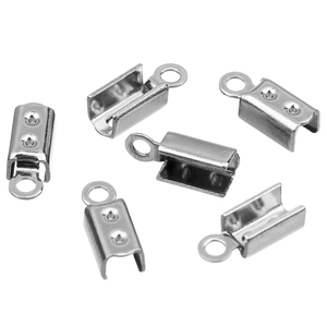 100pcs stainless steel cord end crimps with loops for DIY jewelry making and fasteners