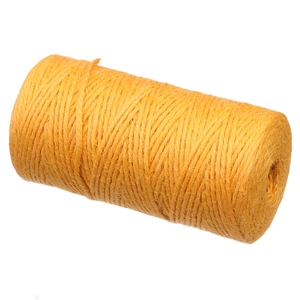Close-up of 2mm bright orange natural jute rope roll showing fiber texture for DIY crafts