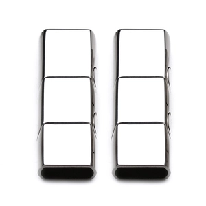 Close-up of polished stainless steel magnetic clasps for DIY jewelry making