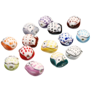 Perles en céramique peintes à la main en forme de hibou pour bijoux DIY
