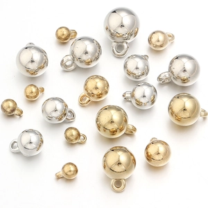 Pendentifs boules dorés et argentés polis avec anneaux pour création de bijoux DIY variés