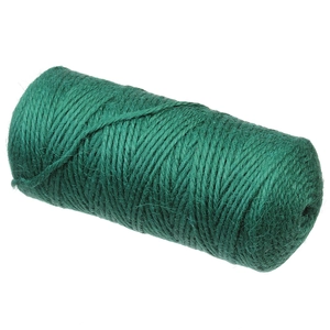 Macro view of green jute twine roll showing natural fiber texture for DIY crafts