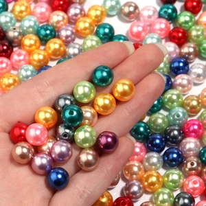Colorful ABS faux pearl beads with holes and high-gloss pearlescent finish for DIY jewelry