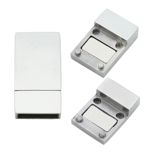 Polished rectangular stainless steel magnetic clasp for leather bracelets and necklaces