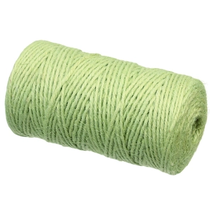 Detail of light green 2mm 3-ply natural jute rope roll for DIY crafts and gift wrapping