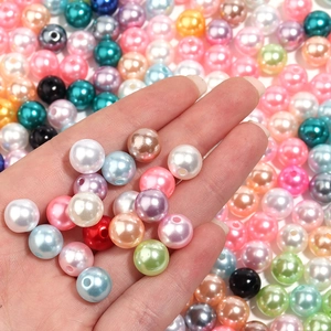 Mix of colorful ABS pearl beads with holes for DIY jewelry making and crafting