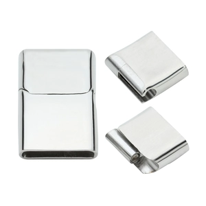 Polished stainless steel rectangular magnetic clasp for DIY leather cord bracelets