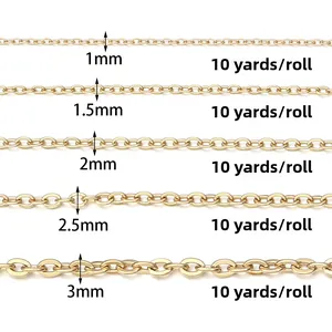Goldene Edelstahl-O-Kettenglieder in Breiten von 1 bis 3 mm für DIY-Schmuckherstellung