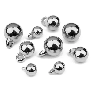 Pendentifs perles en métal argenté poli de tailles variées avec anneaux pour bijoux DIY