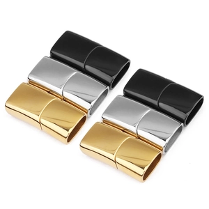 Polished magnetic jewelry clasps in black, gold, and silver for DIY leather cords