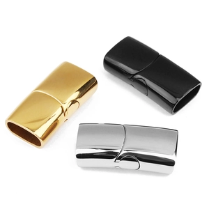 Rectangular magnetic clasps for jewelry in polished gold, black, and silver finishes