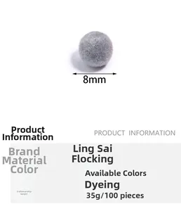 Detailansicht der 8mm grauen beflockten Perlen für DIY-Schmuck und Bastelprojekte