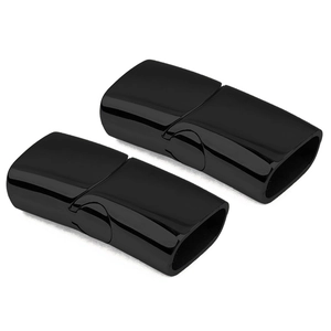 Polished black magnetic rectangular clasp for DIY bracelets and jewelry connectors