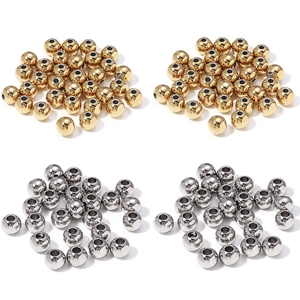 Perline lucide in acciaio inossidabile oro e argento per la creazione di gioielli DIY