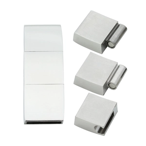 Brushed stainless steel rectangular magnetic clasps for DIY jewelry making and connectors