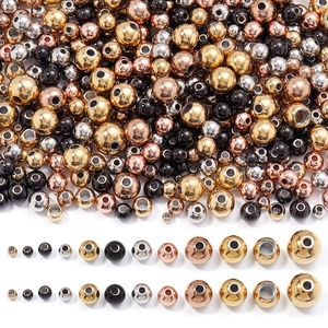 Perline lucide in acciaio inossidabile oro argento oro rosa e nero per gioielli fai-da-te