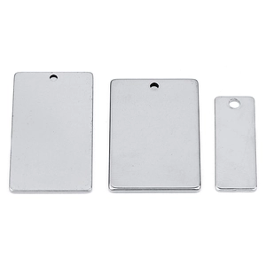 Polished stainless steel rectangular blank pendant tags for DIY jewelry making