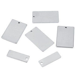 Polished stainless steel rectangular pendants in two sizes for DIY jewelry making