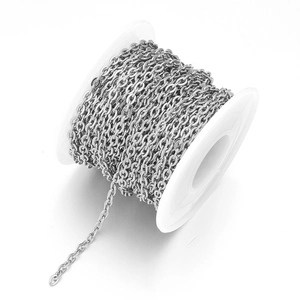 2mm flache O-Kette aus Edelstahl auf weißer Kunststoffspule für Schmuckherstellung