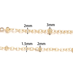 Gold plated stainless steel satellite chains in 1.5mm and 2mm widths for DIY jewelry