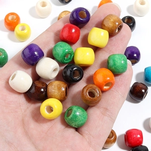 Perles en bois d'érable colorées à grands trous pour la création de bijoux DIY et artisanat