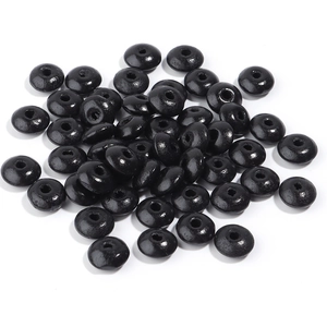 Macro shot of 200pcs black wooden abacus beads for DIY jewelry and bracelet making