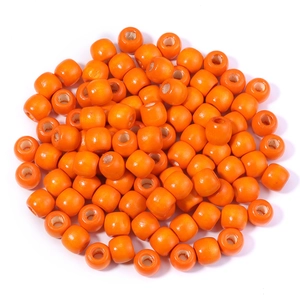 Perles barils en bois d'érable orange poli avec grands trous pour bijoux artisanaux