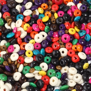 Close-up of colorful wooden abacus beads for DIY jewelry making and bracelets