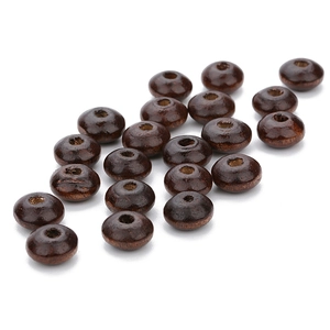 Deep brown wooden abacus beads for DIY jewelry making in smooth donut shape set