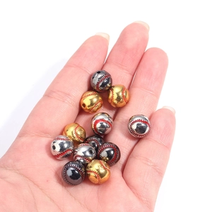 Copper baseball beads for DIY jewelry making in gold silver and black metallic finishes