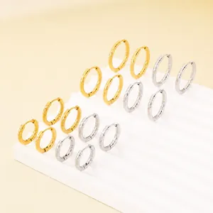 Orecchini a Cerchio Minimalisti in Acciaio Inossidabile con Strisce a Spirale per Uomo Donna Unisex Orecchini Tondi Geometrici Galvanizzati Gioielli