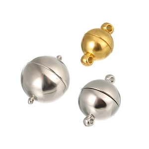Polished round magnetic jewelry clasps in gold and silver for DIY bracelet assembly